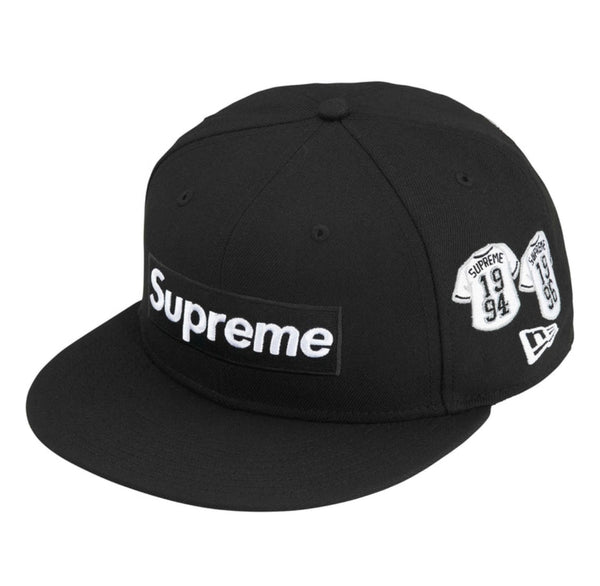 Supreme Jerseys Box Logo New Era Fitted Hat Black – RARESOLE