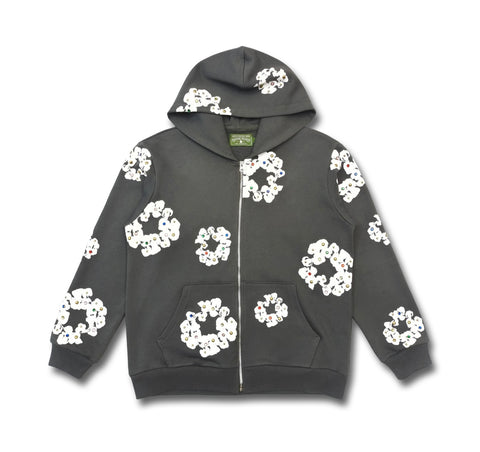 Denim Tears x Rhinestone Zip Hoodie Vintage Black