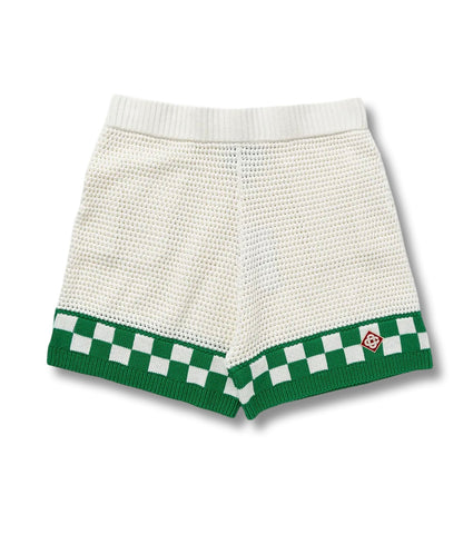 Casablanca Faux Crochet Shorts Green/White