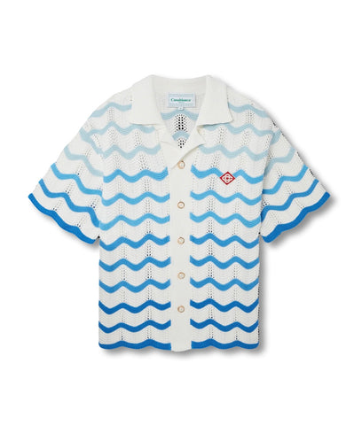 Casablanca Wavy Gradient Crochet T-Shirt Blue