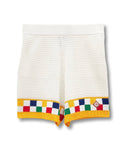 Casablanca Faux Crochet Shorts Yellow/White