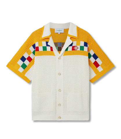 Casablanca Faux Crochet T-Shirt Yellow/White