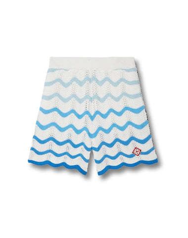 Casablanca Wavy Gradient Crochet Shorts Blue