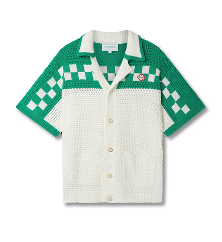 Casablanca Faux Crochet T-Shirt Green/White