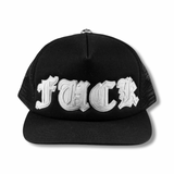 Chrome Hearts FUCK Letter Patch Trucker Cap Black/White
