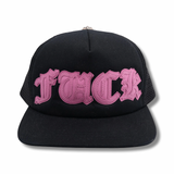 Chrome Hearts FUCK Letter Patch Trucker Cap Black/Pink