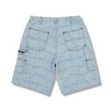 Supreme Repeat Jacquard Double Knee Denim Short Light Washed Indigo