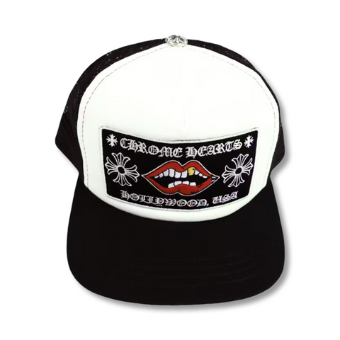 Chrome Hearts Chomper Hollywood Trucker Cap Black/White