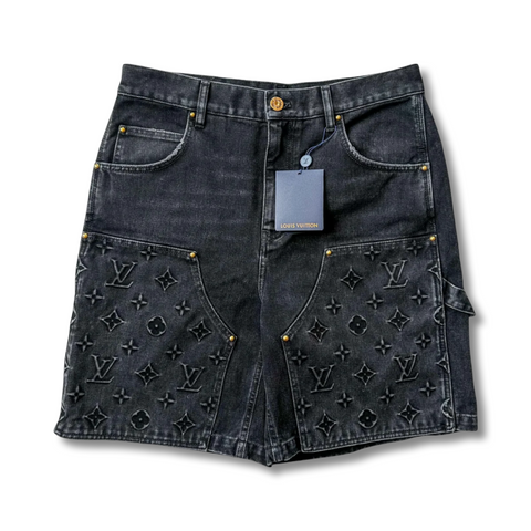 Louis Vuitton Monogram Workwear Denim Shorts Black