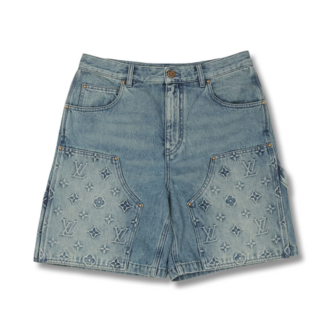 Louis Vuitton Monogram Workwear Denim Shorts Blue