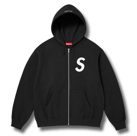 Supreme S Logo Zip Hoodie Black