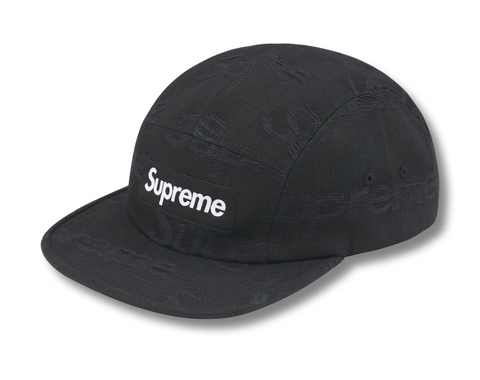 Supreme Jacquard Logos Denim Camp Cap Black