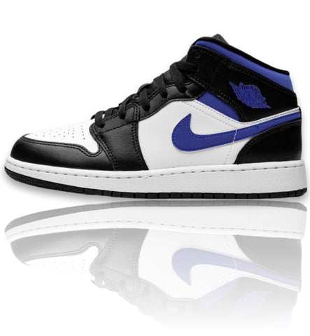 Air Jordan 1 Mid White Black Racer Blue (GS)